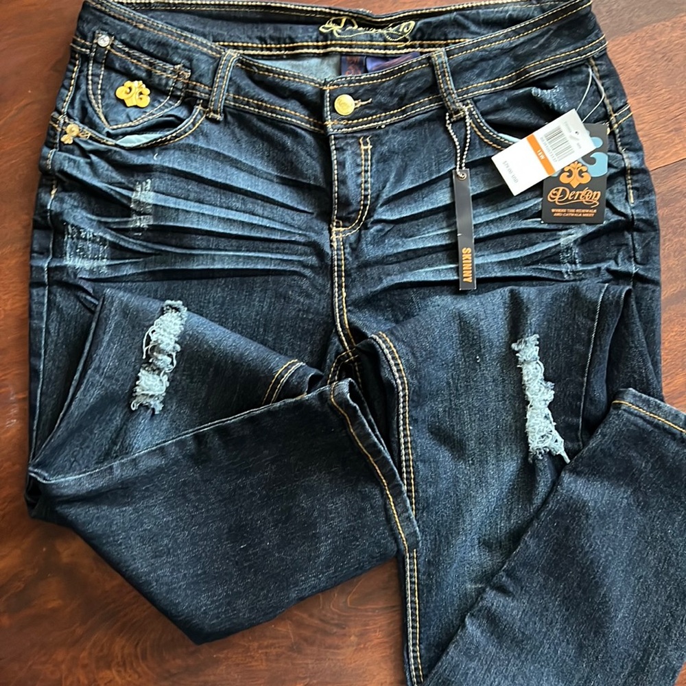 Deréon Distressed Skinny Jeans Sz 16W